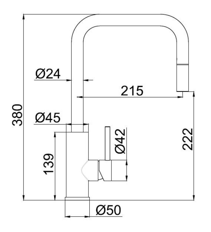 Pure.Sink Luxion Kuchynský kohútik Gun metal square s výsuvným výtokom PLXSQUA-61