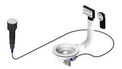 Granitový biely odpadový set vrátane tlačidlového odpadu s zátkou, plus obdĺžnikový a kruhový prepad 1208971747