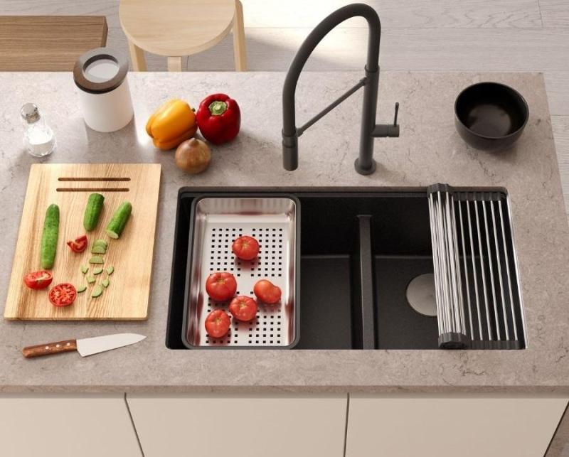 Quadri Newport II Dvojitý Bežový Granitový Nadstavbový Drez 76x45 cm s Medeným zátkou 1208971752