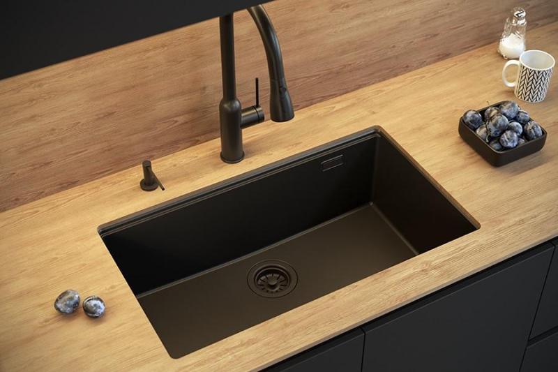 Quadri Newport II veľký a hlboký drez z granitu na montáž a podstavec v béžovej farbe, drez 76x45cm s medeným zátkou 1208971758