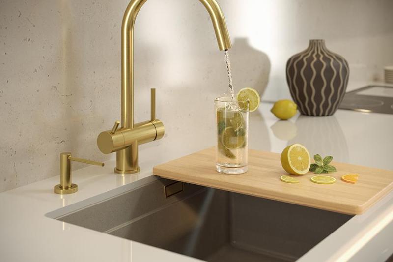 Quadri Newport II granitový podstavec v béžovej farbe 560x450mm so zlatou zátkou a krytkou odtoku 1208971765