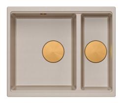 Quadri Newport II béžový 1,5 drez z granitu na povrchovú a podpovrchovú montáž 555x460mm s medenou zátkou 1208971767