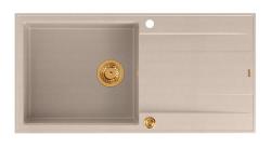 Quadri Luton pearl beige granitový nadstavbový drez s odkvapkávačom, reverzibilný 100x50cm s medenou zátkou 1208971770