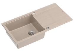 Quadri Luton pearl beige granitový nadstavbový drez s odkvapkávaním, otočný 100x50cm s nerezovou zátkou 1208971772