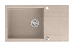 Quadri Luton pearl beige granitový veľký nadstavbový drez s odkvapkávačom, otočný 86x50cm s nerezovým uzáverom 1208971775