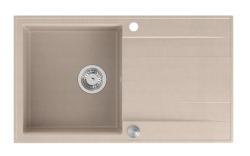 Quadri Luton pearl beige granitový nadstavbový drez s odkvapkávacou plochou reverzibilný 86x50cm s nerezovou zátkou 1208971779