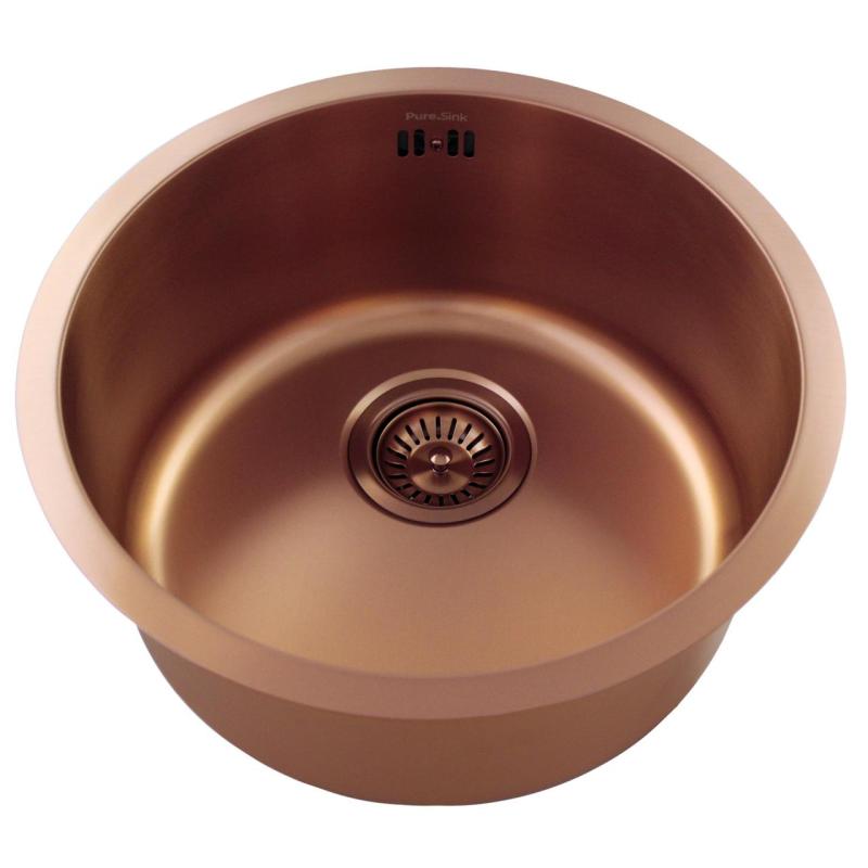 Pure.Sink Rondo Medené Kruhové Umyvadlo pre rovnú montáž, spodnú montáž a nadstavbu 38 cm PRN38-62
