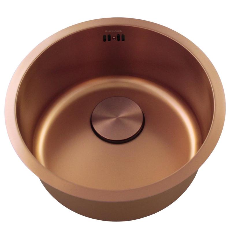Pure.Sink Rondo Medené Kruhové Umyvadlo pre rovnú montáž, spodnú montáž a nadstavbu 38 cm PRN38-62