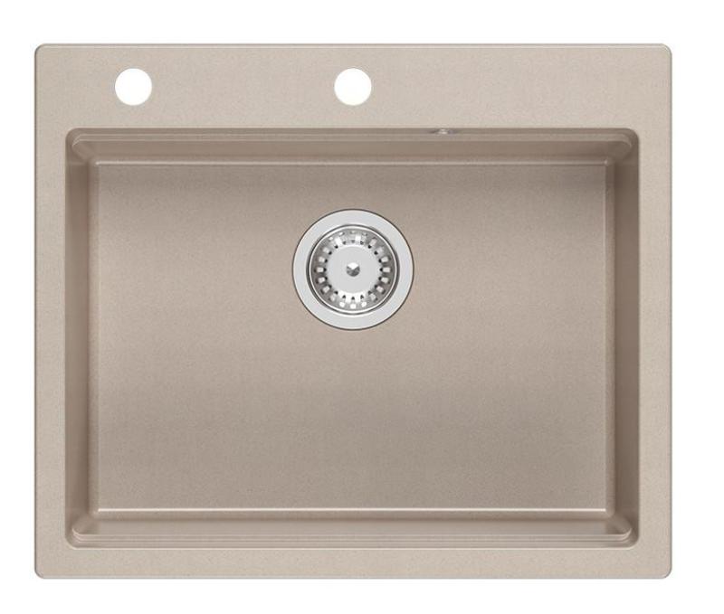 Quadri Durham Pearl Beige granitový umývadlový blok 595x500 so dávkovačom mydla, doskou na krájanie, vložkovým umývadlom a rolovacou podložkou 1208971814