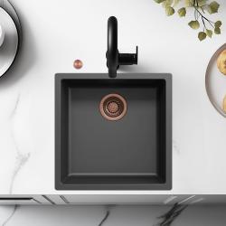 Ausmann Fiber čierny drez 40x40cm pre podstavcovú, povrchovú a rovnú inštaláciu s automatickým medeným zátkou 1208971852