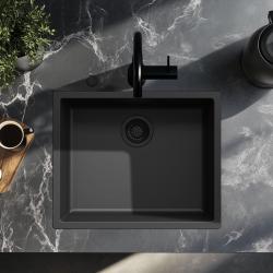 Ausmann Fibre čierny drez 50x40cm na spodnú montáž, hornú montáž a rovnomernú montáž s automatickým čiernym zátkou 1208971856