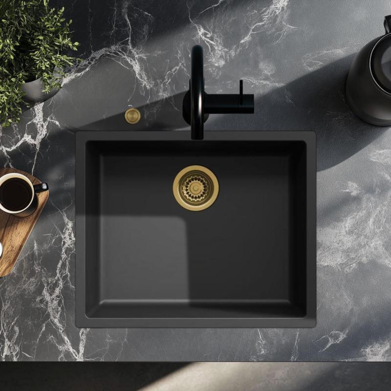 Ausmann Fiber čierny drez 50x40cm na podstavec, na povrch a na rovinu s automatickým zlatým zástrčkou 1208971859