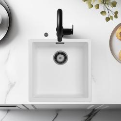 Ausmann Fibre biely umývadlo 40x40cm na podstavec, na povrchu a rovnomerné vstavané s automatickou zástrčkou z kovu gun metal 1208971895