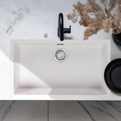 Ausmann Fibre biela veľká umývadlo 70x40cm podstavcový, nástavbový a rovný vstavaný s automatickou nerezovou zátkou 1208971904