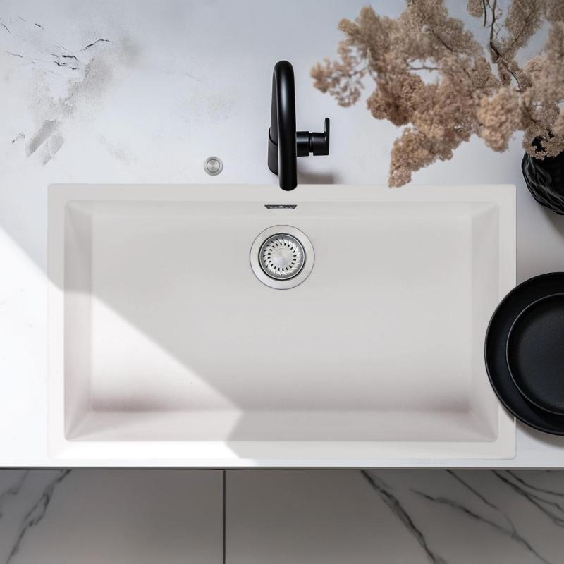 Ausmann Fibre biela veľká umývadlo 70x40cm podstavcový, nástavbový a rovný vstavaný s automatickou nerezovou zátkou 1208971904
