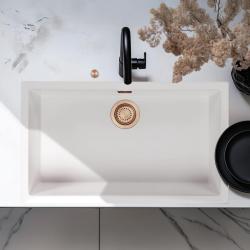 Ausmann Fiber biely veľký drez 70x40cm na podložie, montáž a zapustenú montáž s automatickou medenou zátkou 1208971906