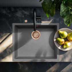 Ausmann Fibre betónový šedý umývadlo 50x40cm na podstavec, na stenu a rovnoúrovňové s automatickým medeným uzáverom 1208971917