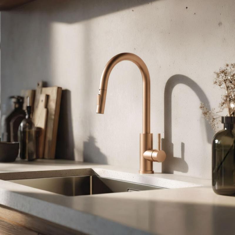 Pure.Sink Elite Steel Stream-S kuchynská batéria PVD medená s vytiahnutým výlevom PS8045-62