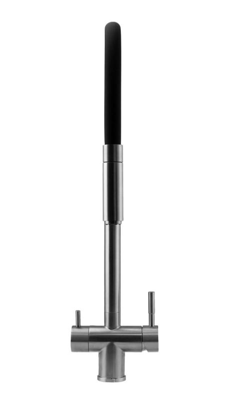 Pure.Sink Elite Steel Flex 3-smerový nerezový kuchynský kohútik s flexibilným výstupom a filtrovanou vodou PS8110-02