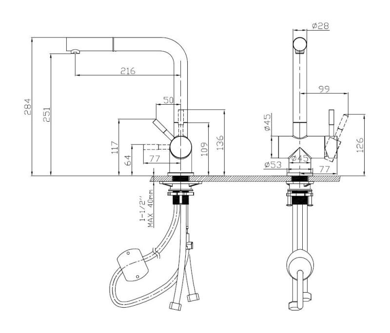 Pure.Sink Elite Steel Kuchynská batéria Pulse-S z nehrdzavejúcej ocele s výsuvným výtokom PS8500-02