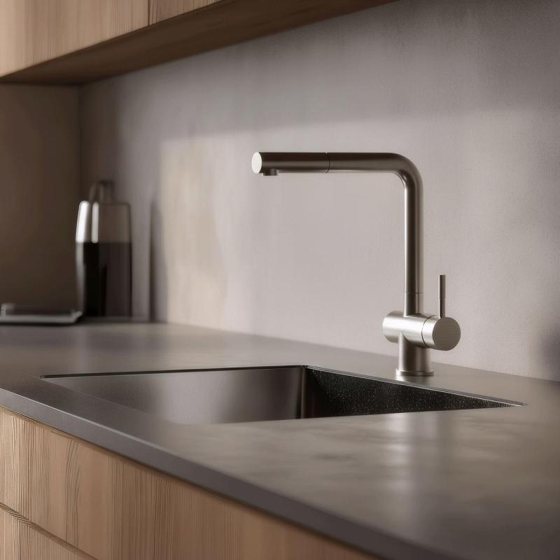 Pure.Sink Elite Steel Pulse-S kuchynská batéria z nerezovej ocele s výsuvným výlevom a striekacím režimom PS8500-02