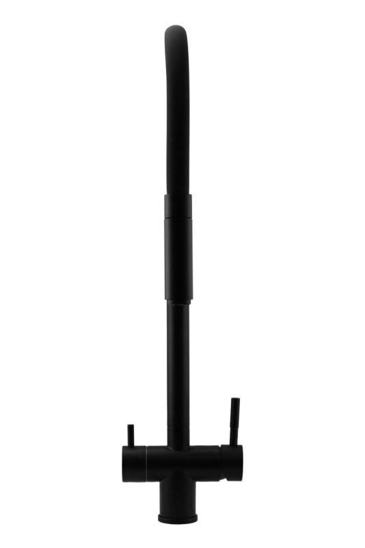 Pure.Sink Elite Steel Flex 3-cestný matne čierny kuchynský kohútik s flexibilným výtokom a filtrovanou vodou PS8110-10