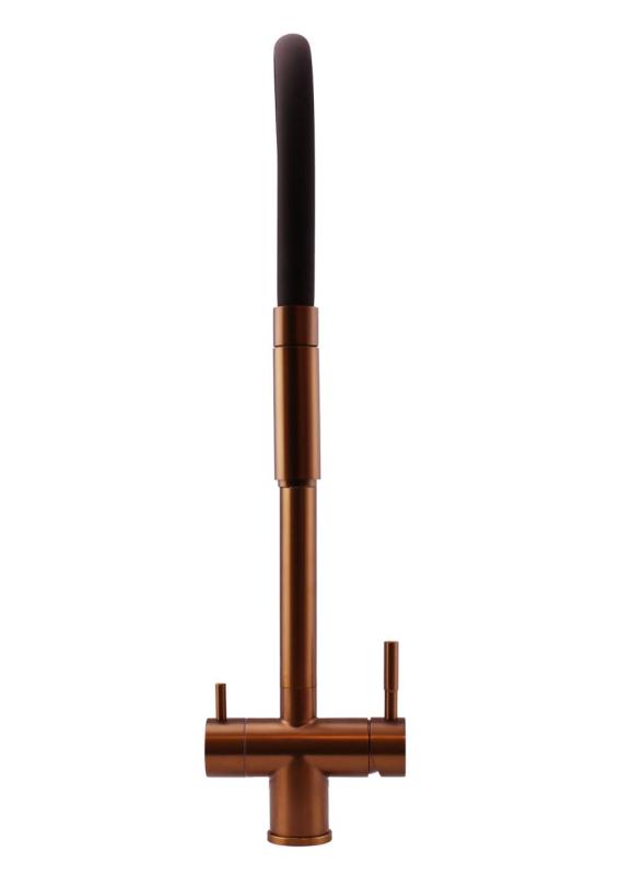 Pure.Sink Elite Steel Flex 3-cestný PVD medený kuchynský kohútik s flexibilným výlevkom a filtrovanou vodou PS8110-62