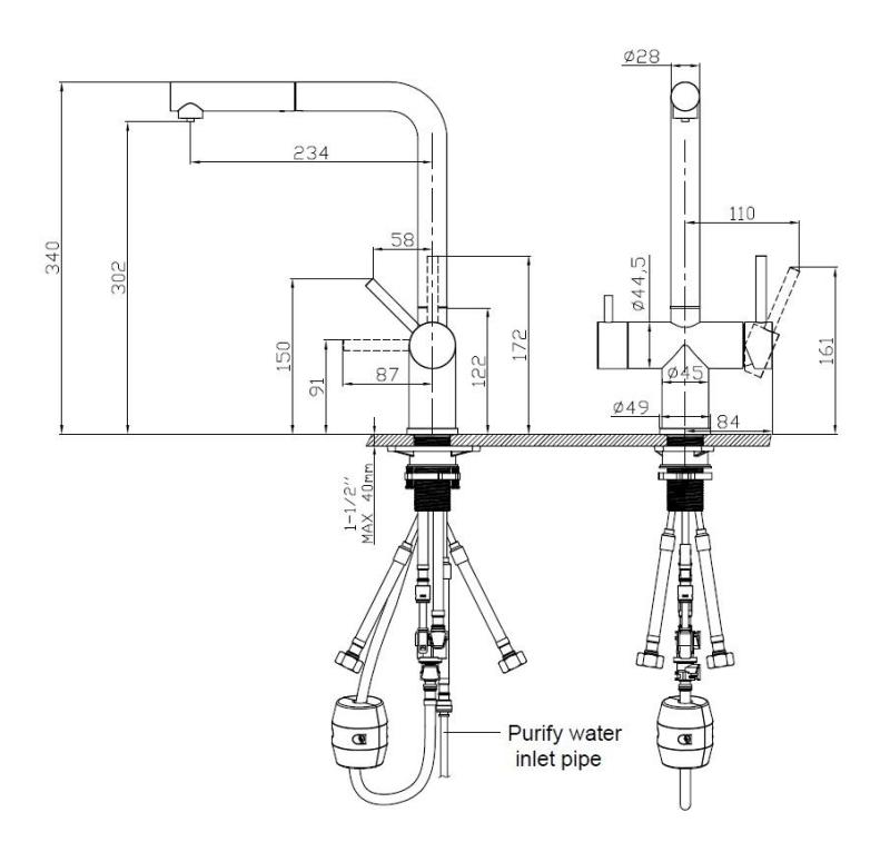Pure.Sink Elite Steel Clear-S Mat čierna 3-cestná kuchynská batéria s výsuvným výlevom a filtrovanou vodou PS8120-10