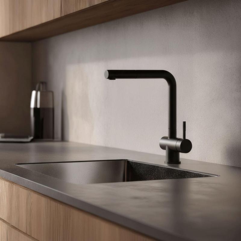 Pure.Sink Elite Steel Pulse-S kuchynská batéria Mat čierna s výsuvným výlevom a sprejovacím režimom PS8500-10