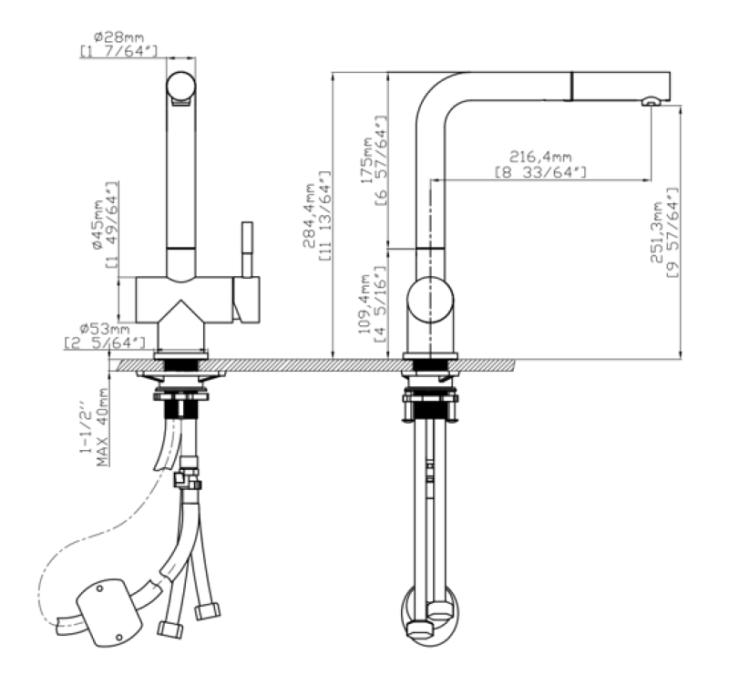 Pure.Sink Elite Steel Pulse-S kuchynská batéria Mat čierna s výsuvným výlevom a sprejovacím režimom PS8500-10