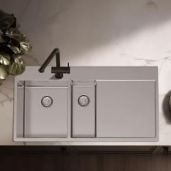 Pure.Sink Exclusivo Nerezový drez 1,5 s odkvapkávacou časťou 100 x 52 cm, kohútik vľavo PEX3418100LT-02