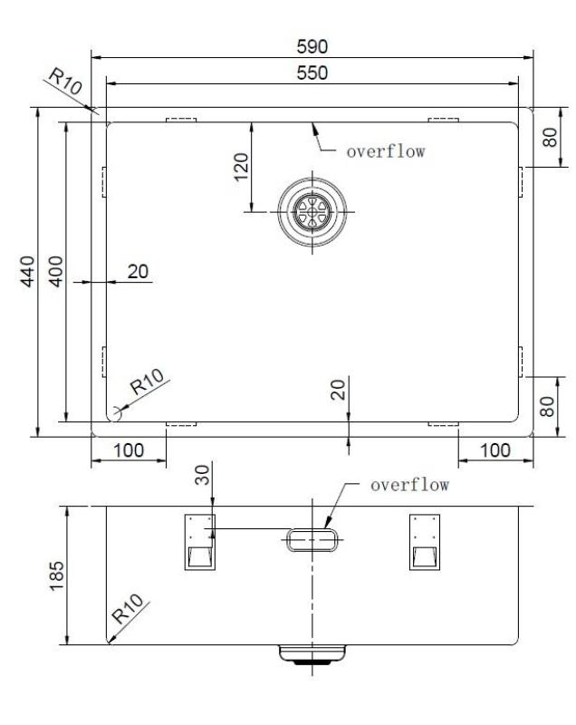 Pure.Sink Exclusivo Nerezový drez 55 x 40 cm, polomer 10 mm, podstavný, plochý a nadstavbový PEX5540-02