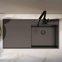 Pure.Sink Exclusivo Gun metal drez s odkvapkávacou časťou 100x52 cm Tapwing vpravo PEX47100RT-61