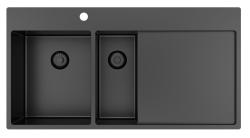 Pure.Sink Exclusivo Gun metal 1,5  drez s odkvapkávacou časťou 100x52 cm Tapwing vľavo PEX3418100LT-61