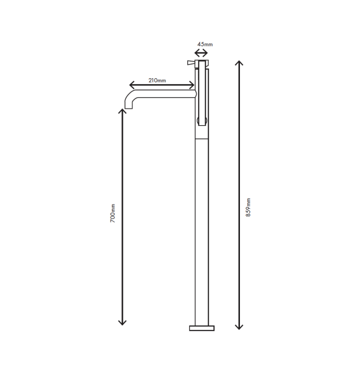 MURO TUA voľne stojaca vaňová batéria s ručnou sprchou, chróm M1.CA1.CR
