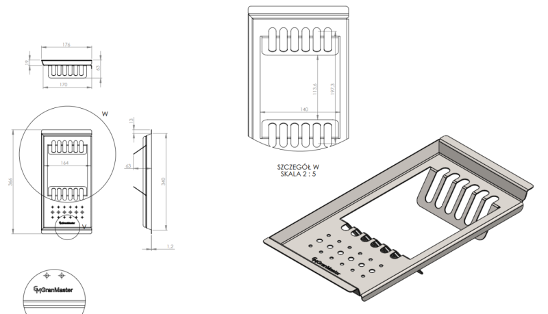 Massimo Príslušenstvo Podnos Čierny Matný 366x176x63mm