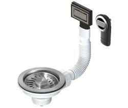 Pure.Sink Universal sada košíkových zátok z brúseného nehrdzavejúceho ocele, odtoková sada pre drez vrátane prepadu, okrúhla a obdĺžniková WSTMAN-02