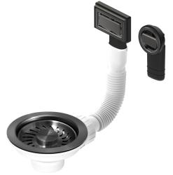 Pure.Sink Universal Sada zátok Gun metal, odtoková sada pre drez vrátane prepadu okrúhleho a obdĺžnikového WSTMAN-61