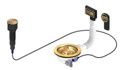 Pure.Sink Universal Zlatá odtoková súprava vrátane tlačidla s uzáverom a obdĺžnikovým a okrúhlym prepadom WSTAUT-60