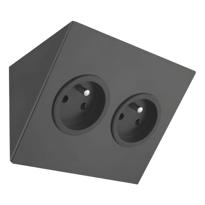 Indux Corner Energetická stĺpiková zásuvka na horizontálne umiestnenie s 2 zásuvkami, uzemnená, čierna, 1208972311