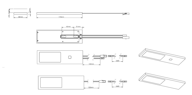 Indux Lino Kuchynská LED sada 4 bodové svietidlá 4 W s integrovaným dotykovým stmievačom, čierna 1208972392