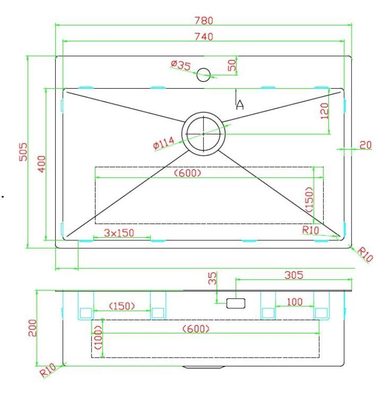 Pure.Sink Luxion Veľký PVD antický bronzový drez 78x50 cm Tapwing s odkvapkávačom a spodným roštom PLX7850T-64