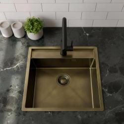 Pure.Sink Luxion PVD Antique Bronzový drez 51x50 cm Tapwing s odkvapkávačom a spodným roštom PLX5150T-64