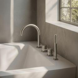 MURO TUA Vstavaná batéria s okrúhlym výtokom a výsuvnou ručnou sprchou, chróm 1208972441