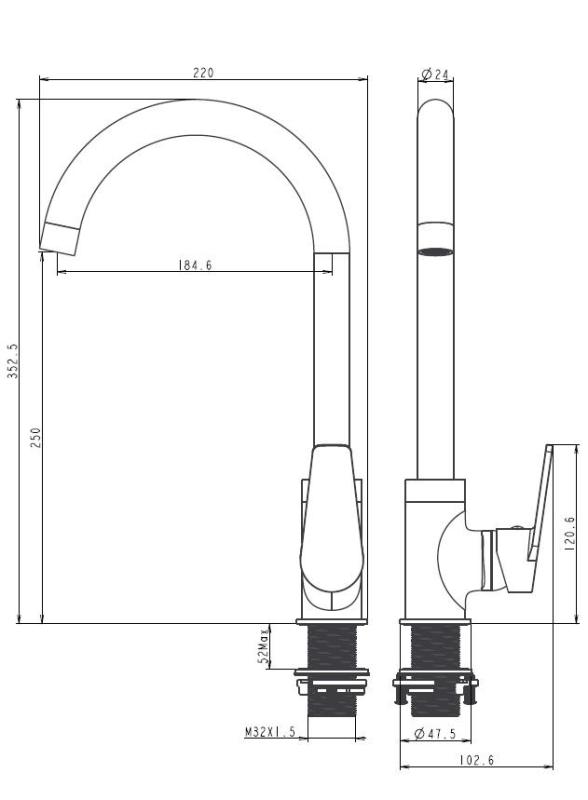 Aquanello Casa Čierna jednopáková kuchynská batéria BL-1201-CS