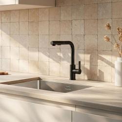 Graniteland Celeste Kuchynská batéria čierna s výsuvnou hubicou a dvojitou funkciou ručnej sprchy 1208972454