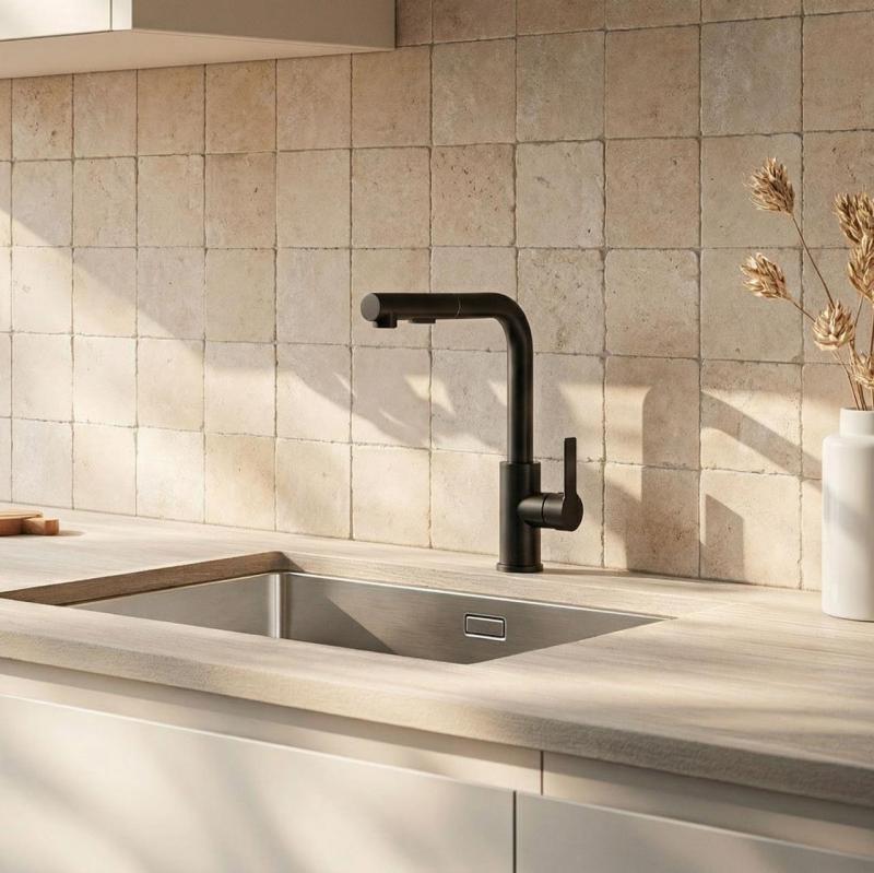 Graniteland Celeste Kuchynská batéria čierna s výsuvnou hubicou a dvojitou funkciou ručnej sprchy 1208972454