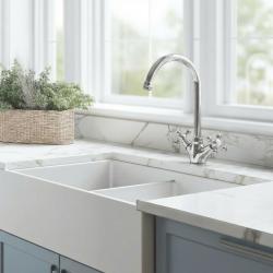 Aquanello Heritage Ascot Klasická kuchyňa Nostalgický kuchynský kohútik Chróm s okrúhlym výtokom CR-4003-HA