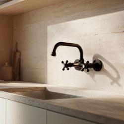 Aquanello Heritage Ascot Klasická kuchynská batéria s horným výtokom, čierna BL-4110-HA