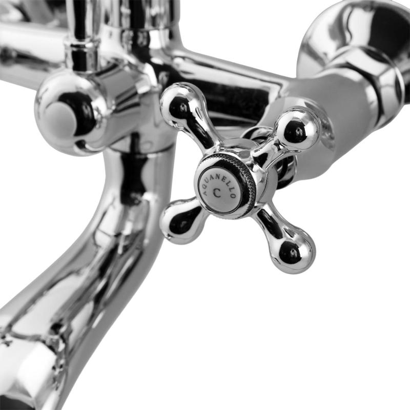 Aquanello Heritage Ascot Klasický montážny batériový kohútik s hviezdicovými gombíkmi z nehrdzavejúcej ocele vrátane ručnej sprchy NB-3002-HA